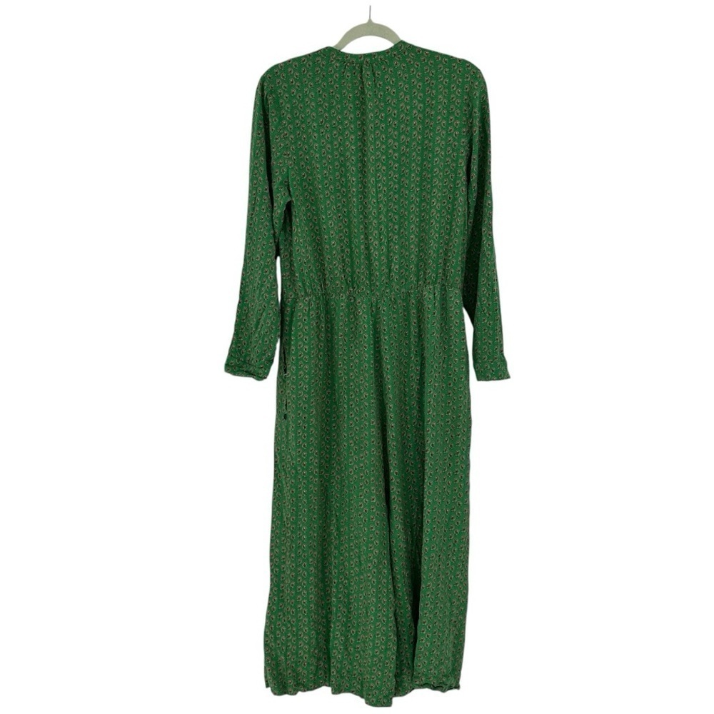 SCOTCH & SODA Size L Tie Front Jumpsuit Kelly Green Paisley Bamboo Beach Romper - Picture 3 of 10